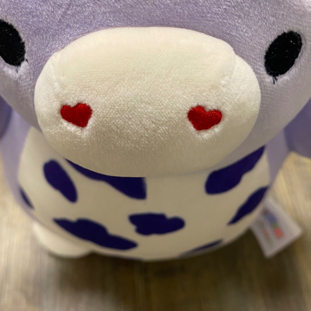 Squishmallows Hug Mees Bubba Cow Plush Purple White Stuffed Toy 9x5 NWT - Picture 14 of 14